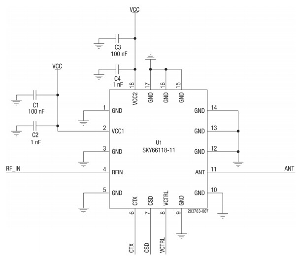 Schematic - Skyworks Solutions Inc. SKY66118-11-EK1 Evaluation Board